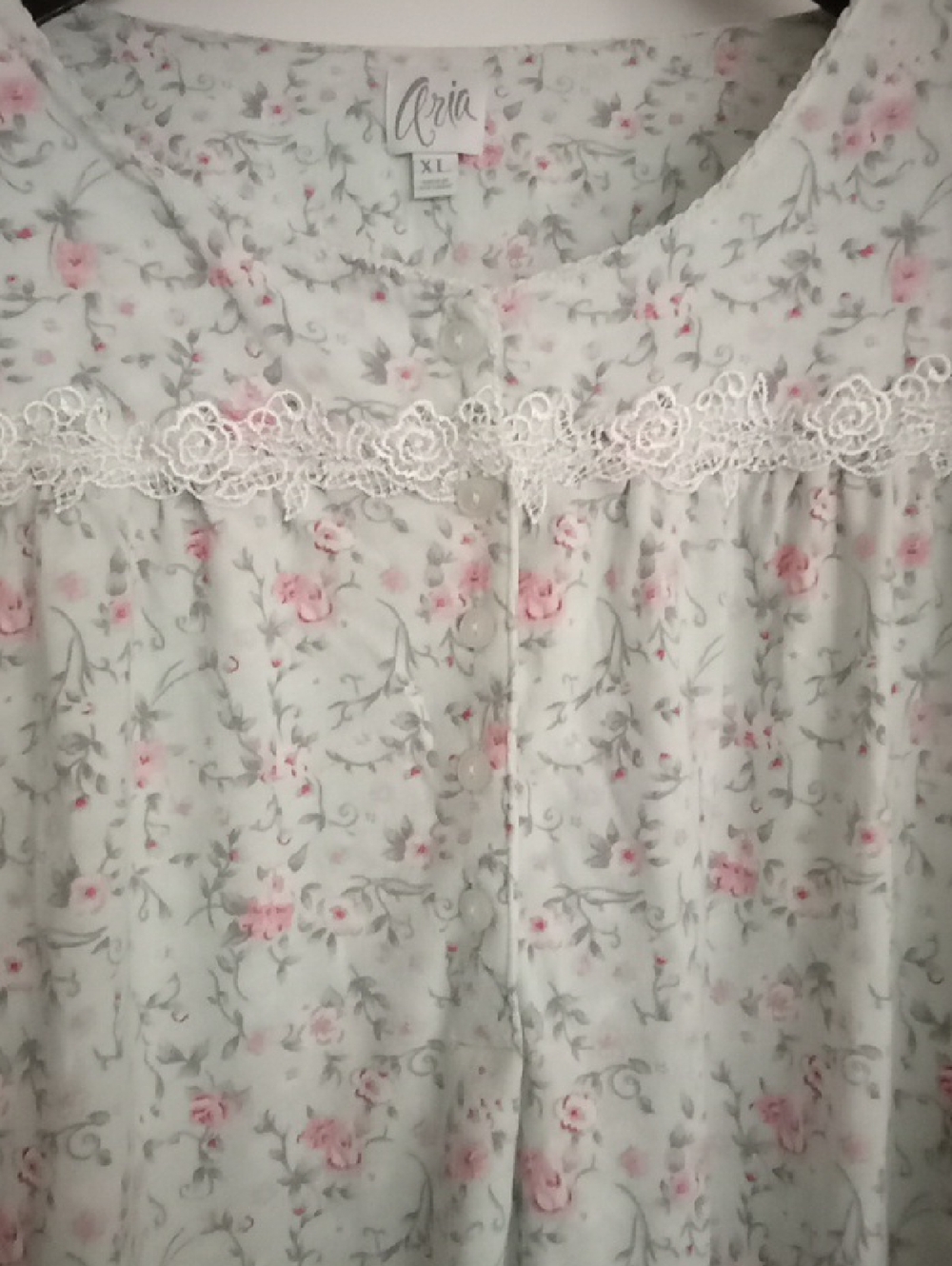 ARIA XL Lace Trim Cottagecore Prairie Modest Cotton Long Sleeve Nightgown Gift - Picture 9 of 9